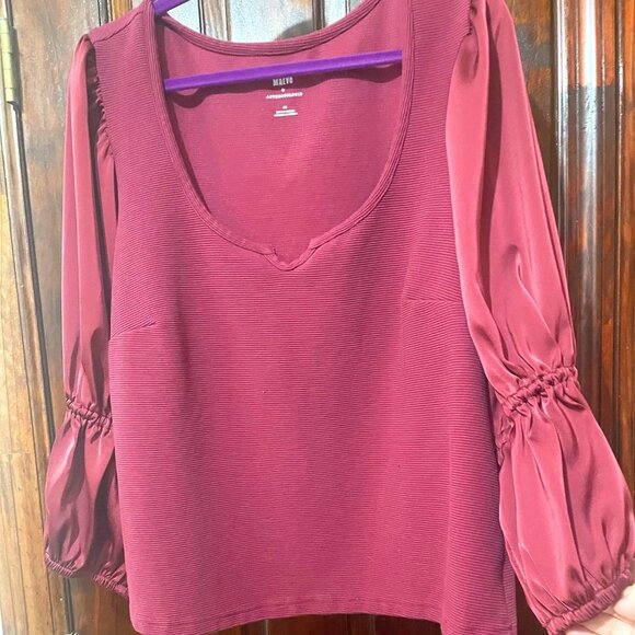 NWOT Maeve Berry Magenta Ribbed Tiered Sleeve Top 2X - Picture 2 of 6